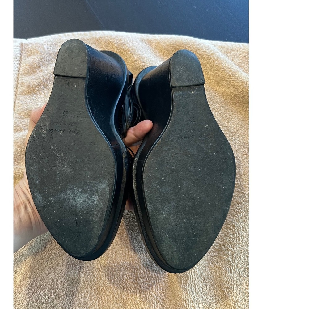 Ann Demeulemeester Black Leather Gladiator Wedge Sandals Size 37 - Picture 9 of 16